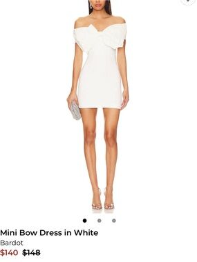 REVOLVE Off-Shoulder White Mini Dress with Oversized Bow